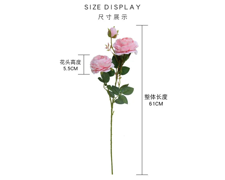 2024 Artificial Ranunculus Core-spun Western Rose 3 Heads Peony Simulation Home Decoration Wedding Silk Flowers