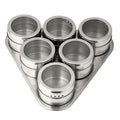 Aeofa 6pcs Metal Empty Oval Stainless Steel Magnetic Spice Jars Herb Package Jar with Triangle or Rectangular Base and Labels