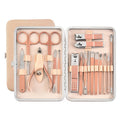 FOCSTAR 18-Piece Personalized Stainless Steel Rose Gold Nail Clippers Cutter Kit Manicure & Pedicure Set (M068)