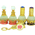 Manufacturer 15ml Vintage Electroplated Arabic Metal Alloy Perfume Bottle Glass Luxury Essential Oil Bottle Blue Glass Bottle