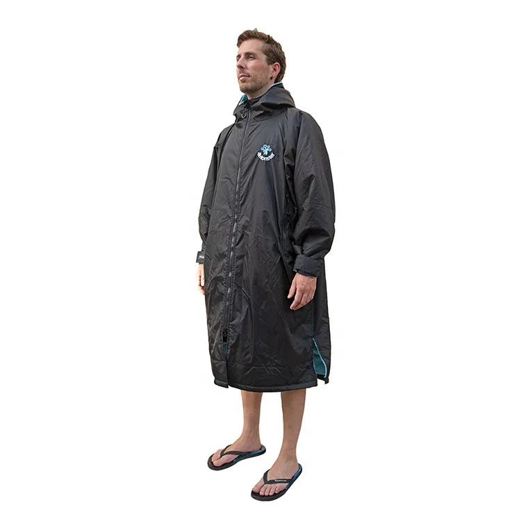 Stay Warm Windproof Changing Robe Hooded Beach Towel Waterproof Surf Poncho Towel with Hood Sports Microfiber Embroidered