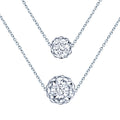 Two Layer Necklace 925 Sterling Silver Chain Ball Necklace for Party