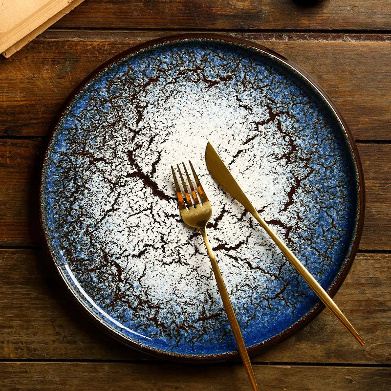 Wholesale 12 Inch Large Ceramic Japanese Style Steak Pasta Plate Pizza Cold Dish Commercial Dishes Plates Restaurant Tableware