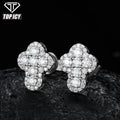 Hip Hop Fashion 925 Sterling Silver VVS D Moissanite Cross Earrings Hip Hop Sparkling Studs Earrings Jewelry for Anniversary