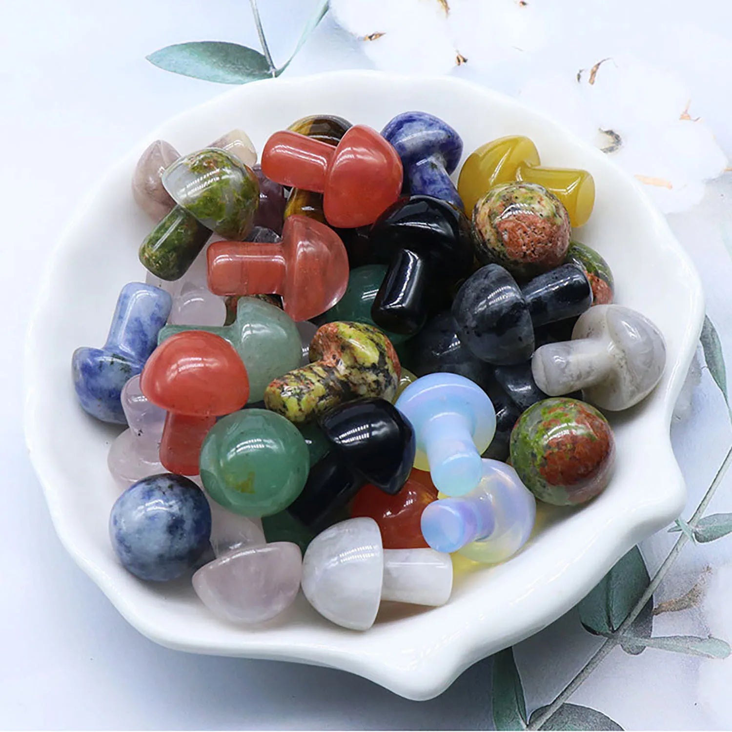 Mini Crystal Mushrooms Mushroom Shape Crystal Agate Stone Crystal Sculpture for Carved Gemstone Garden Yard Home Decoration