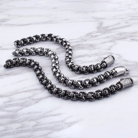 Wholesale Vintage Men Punk Hip Hop 316L Stainless Steel Skeleton Head Bracelet Personalized Skull Link Chain Bracelet