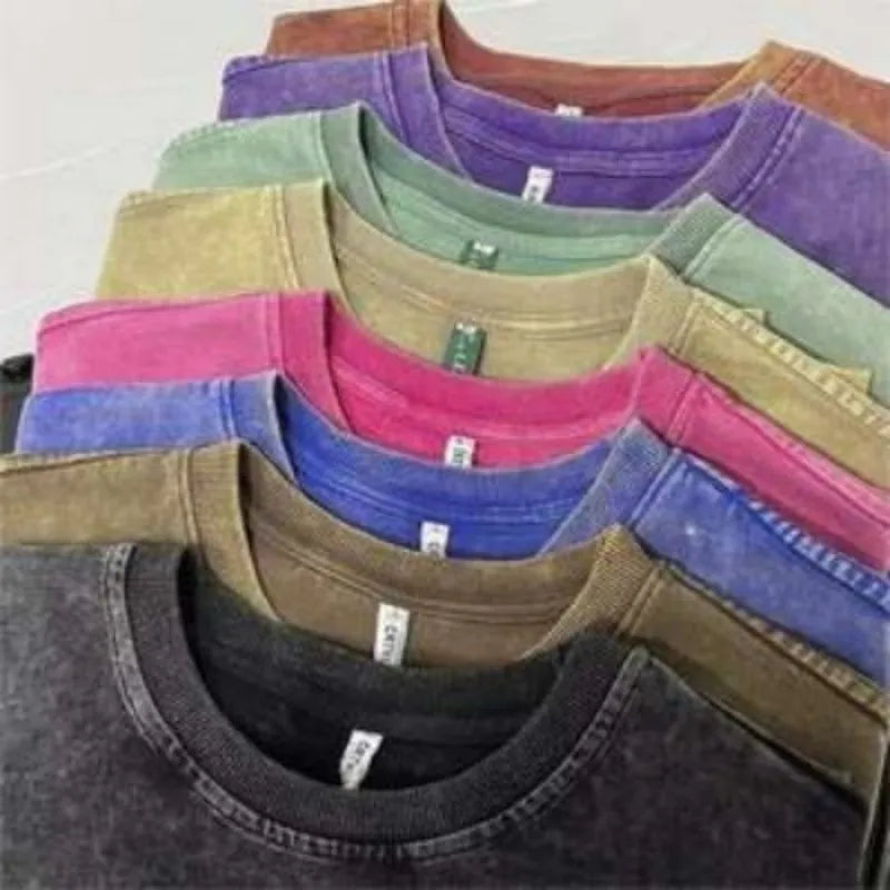 Plus-size Wash Pullover  Custom Logo Distressed Luxury Men 100% Cotton T Shirt Acid Wash t Vintage T Shirt Heavyweight For Mens