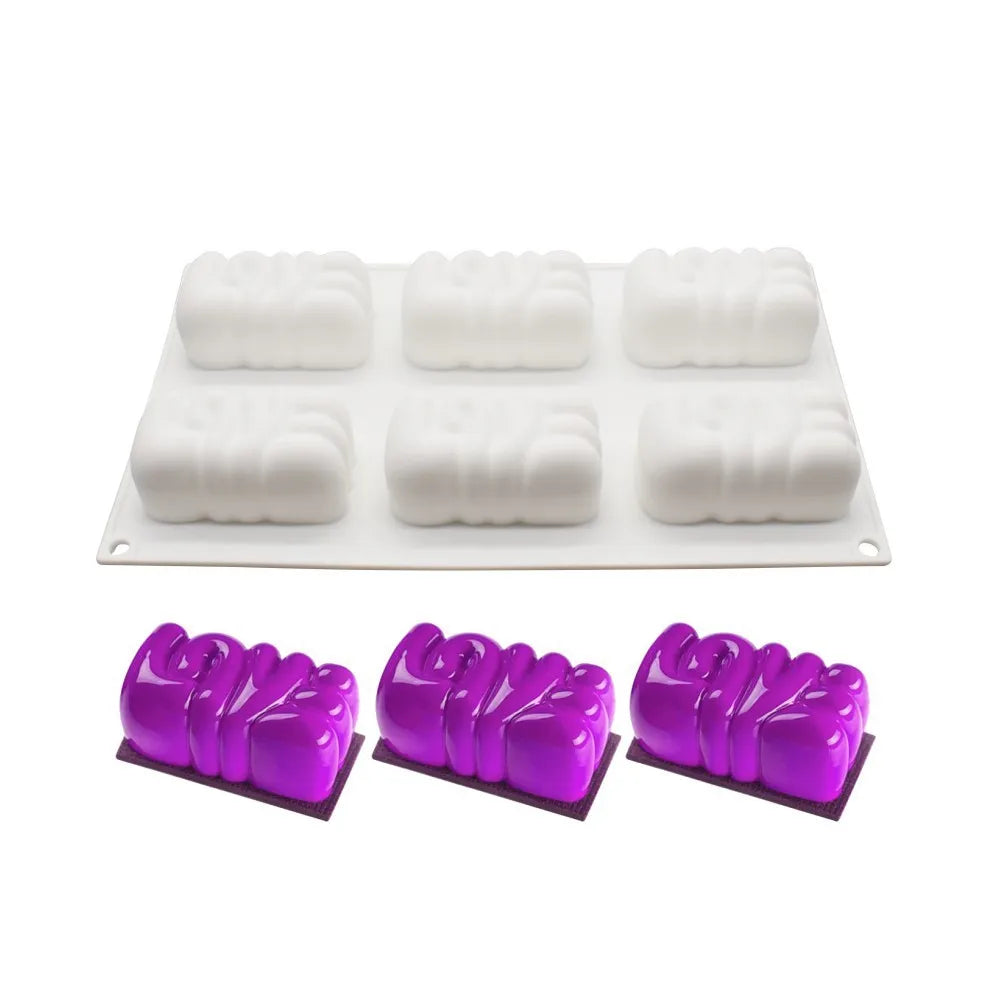 B7-77 6 Cavity LOVE Silicon Cake Mold Valentine Mould Baked DIY 3D Chocolate Mold Bake Mold Tool Cake