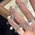 New Lace Bean Necklace Collarbone Chain 7mm Natural Freshwater Rice Shaped Pearl Necklace for Brides