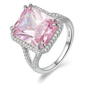 Fine Jewelry Iced Out Stone Ring Women Silver 925 pink Cubic Zirconia Rings
