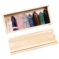 Fashion 4-5CM Natural Stone Crystal Column 8 Pieces Wooden Box Set Hexagonal Column Healing Stone Handicraft Gift Set