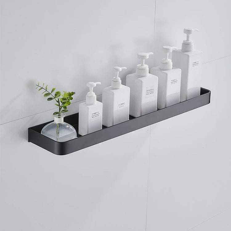 Modern Corner Wall-Mounted Self-Adhesive Metal Floating Cosmetic Storage Rack Rectangular Bathroom Shelf Urban Kitchen Bathroom
