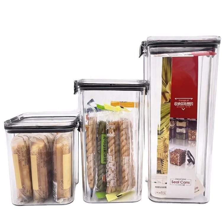 Food Sealed Cans Grain Plastic Storage Transparent Kitchen Flour Dry Food Tea Grain Pickled Vegetable Storage Jar