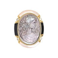 Heizun Elegant Black MOP Nature Shell Cameo Jewelry Grace Lady Portrait 18k Gold Plated  S925 Silver Pendant Necklace