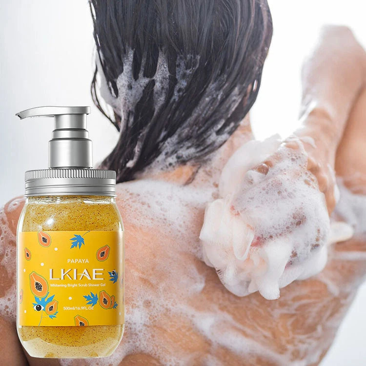 Manufacturer Wholesale 500ml Papaya Scrub Rejuvenating Whitening Moisturizing Body Wash Shower Gel