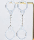 Hip Hop New Arrival Funny Creative Resin Silver Mirror Earrings Funky Party Jewelry Mini Handcuffs Acrylic Drop Earrings