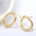 Fashion Simple Design Smooth Oval 14K Gold Plated DIY Jewelry Earring Accessories With Hoop Studs Earrings