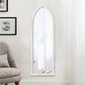 Home Decor Luxury Shabby Chic Full Length Mirror Floor Wall Mirror Standing White Rustic Wood Framed Arch Large Floor Mirrors