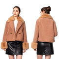 Oversized Utility Coat Button With Pockets Women's Lightweight Sheep Shearling Teddy Fur Cropped Jackets