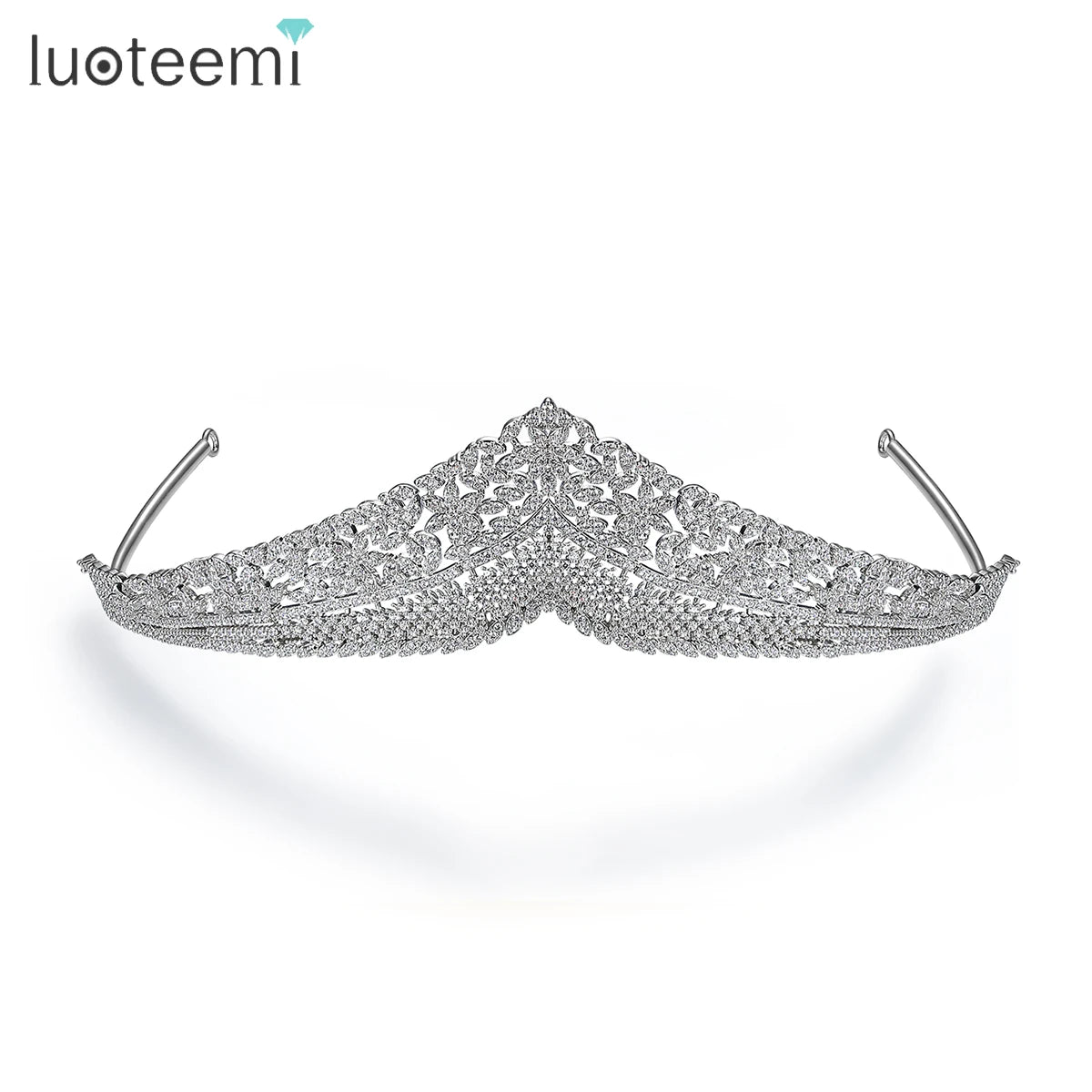 LUOTEEMI  Tiny CZ Paved Flower Tiaras and Crowns Wedding Pageant Tiny CZ Zircon Crowns for Bridal