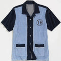 Online Retailer Button Color Blocked Shirts for Men Short Sleeve Lapel Blouse Cotton Polyester Cozy Tops with Pockets