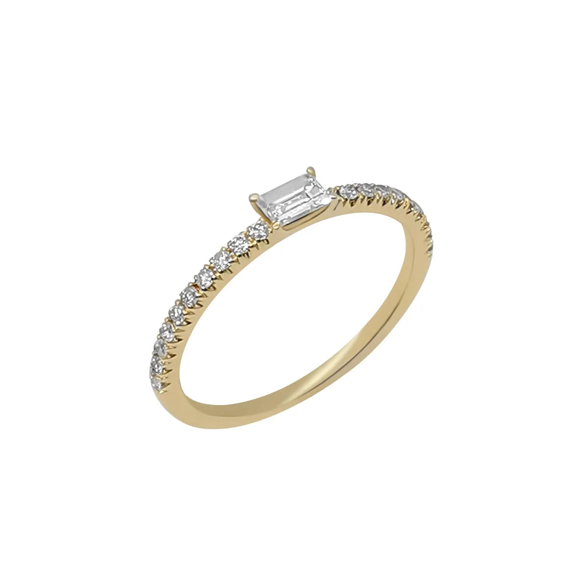 Starsgem Fine Ladies Jewelry Baguette Step Cut Diamond 14K Real Gold Wedding Rings
