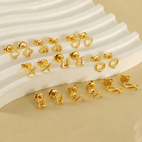 Cute Tiny Design Stainless Steel 18K Gold Plated Dainty Heart Stud Earrings for Women Fashion Minimalist Jewelry