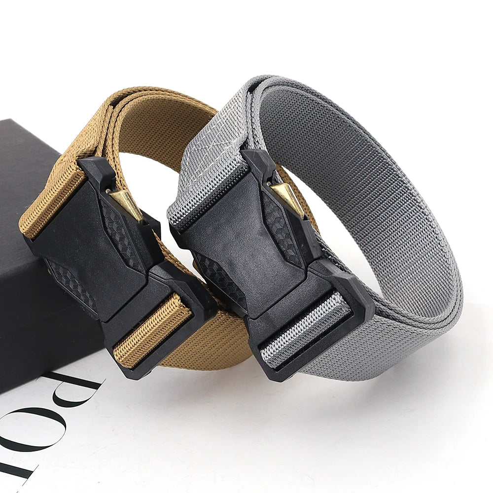 Men's Sports Car Horn Button Comfortable Breathable Outdoor Sports Belt Fashionable Versatile Casual Fabric Belt for Men