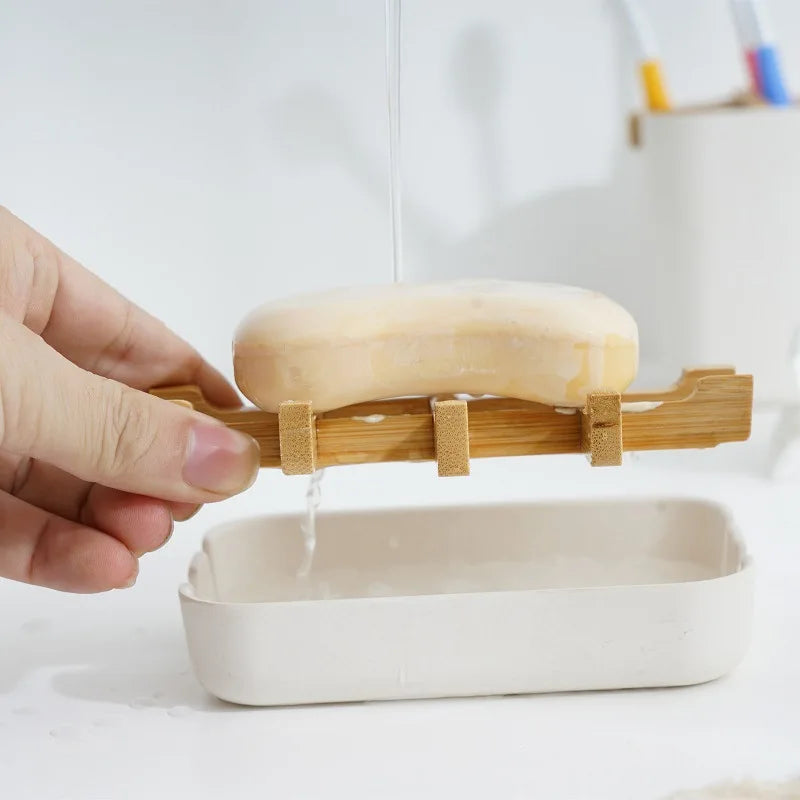 Wholesale Custom Square Soap Holder Natural Bamboo Soap Dish for Bathroom Bamboo Soap Holder