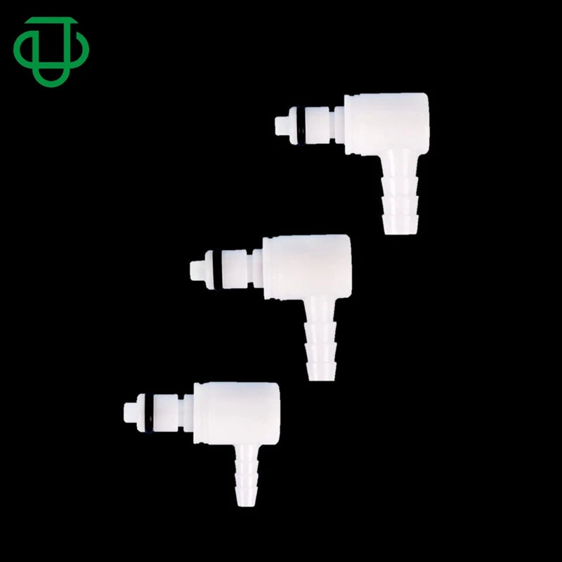 Acetal Valved Right Angle Plastic Quick Disconnect Hose Barb Fittings Rubber Elbow Plug Coupling for Vacuum for Fluid