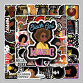 50PCS Cartoon Inspirational English Creative Trend Decorative Inspirational Black Girl Stickers Guitar Headphone Stickers