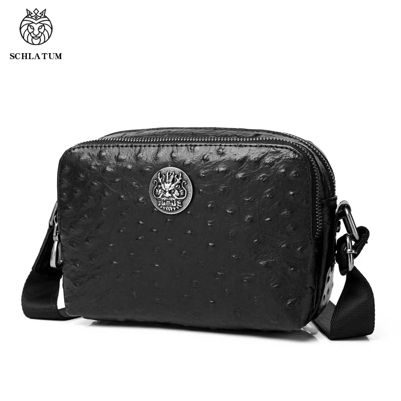 SCHLATUM Genuine Leather Mens Little Black Shoulder Bag 2022 New Design Cowhide One Strap Side Bag