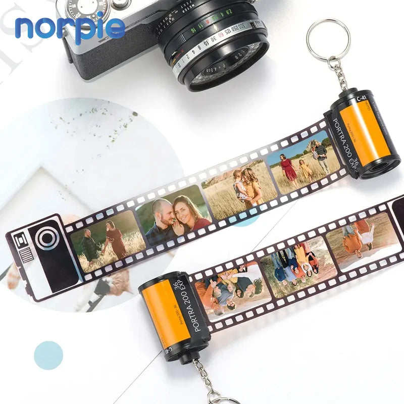 Personalized Photo Camera Roll Keychain Digital Film Roll Keychain Sublimation PET Plastic Loving Memory Camera Film Keychains