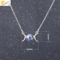 CSJA Vintage Crescent Clavicle Necklace Moon Sun Pendants Chain Stainless Steel Natural Stone Necklaces Women Girls F707