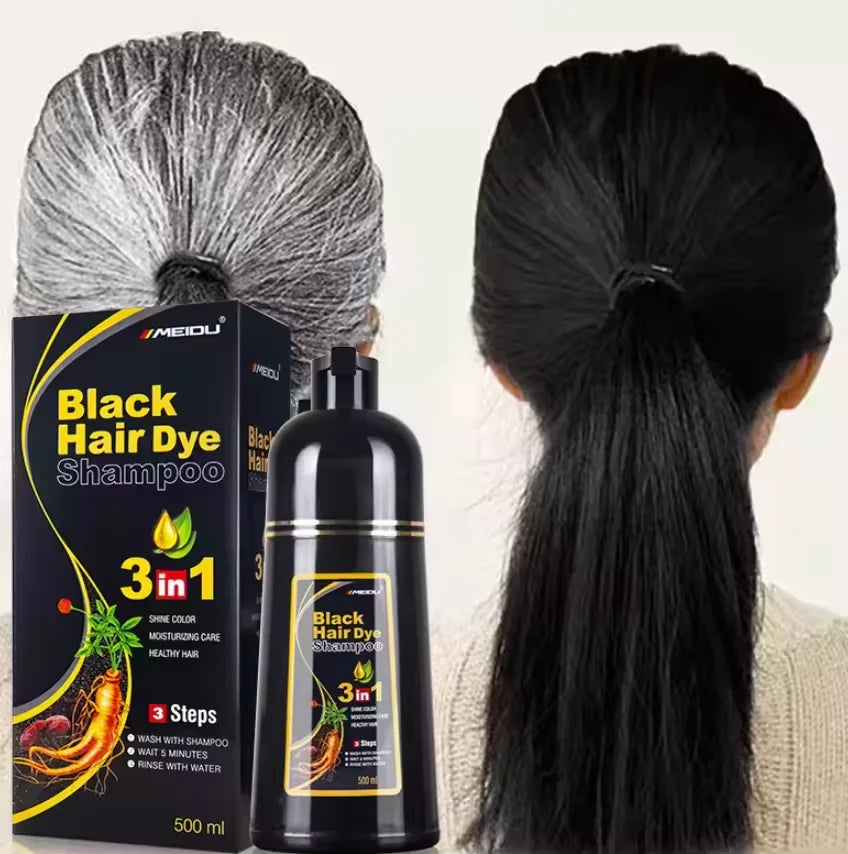 Meidu Manufacture Private Label Herbal 3 in 1 Black Hair Dye Shampoo