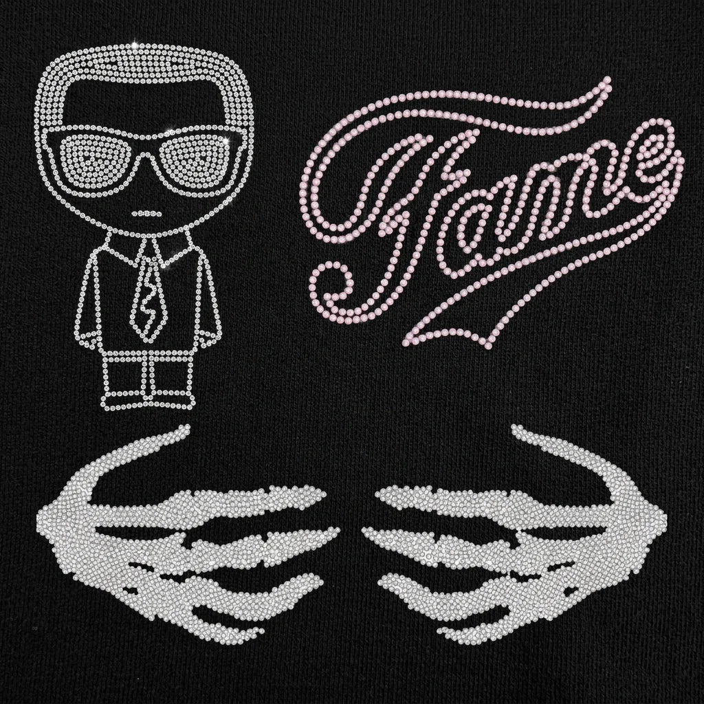 Wholesale Custom Design Logo Bling Crystal Hot Fix Rhinestone Heat Transfers for T Shirts