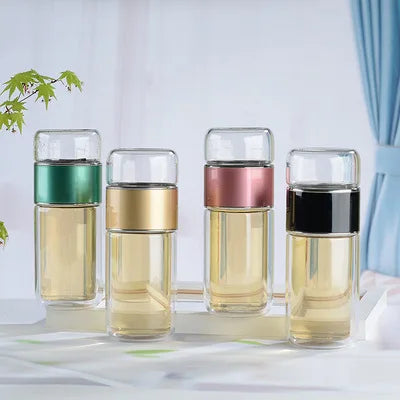 Custom logo Tea Water Separation Drink Bottle Water Wholesale Glass Tea Tumbler Cup with Tea Infuser