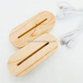 3D Acrylic Wood LED Display Night Light Base Lamp Wooden Holder Stand With USB Powered Switch