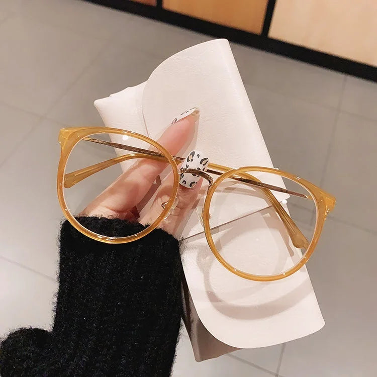 Jiuling Eyewear New Trending Cheap Price Plain Spectacles Stock Ready Colorful Round Pc Blue Light Blocking Eyeglasses Frames