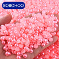 BOBOHOO Wholesale 2mm-14mm Pop Colors ABS Half Round Pearl Flat Back Rhinestone for Diy Garments Nail Art rhinestone clutch