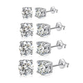 Classic 4 Prong 4mm 5mm 6.5m 7mm  Round Cut Super White D VVS1 Moissanite S925 Silver Stud Earrings