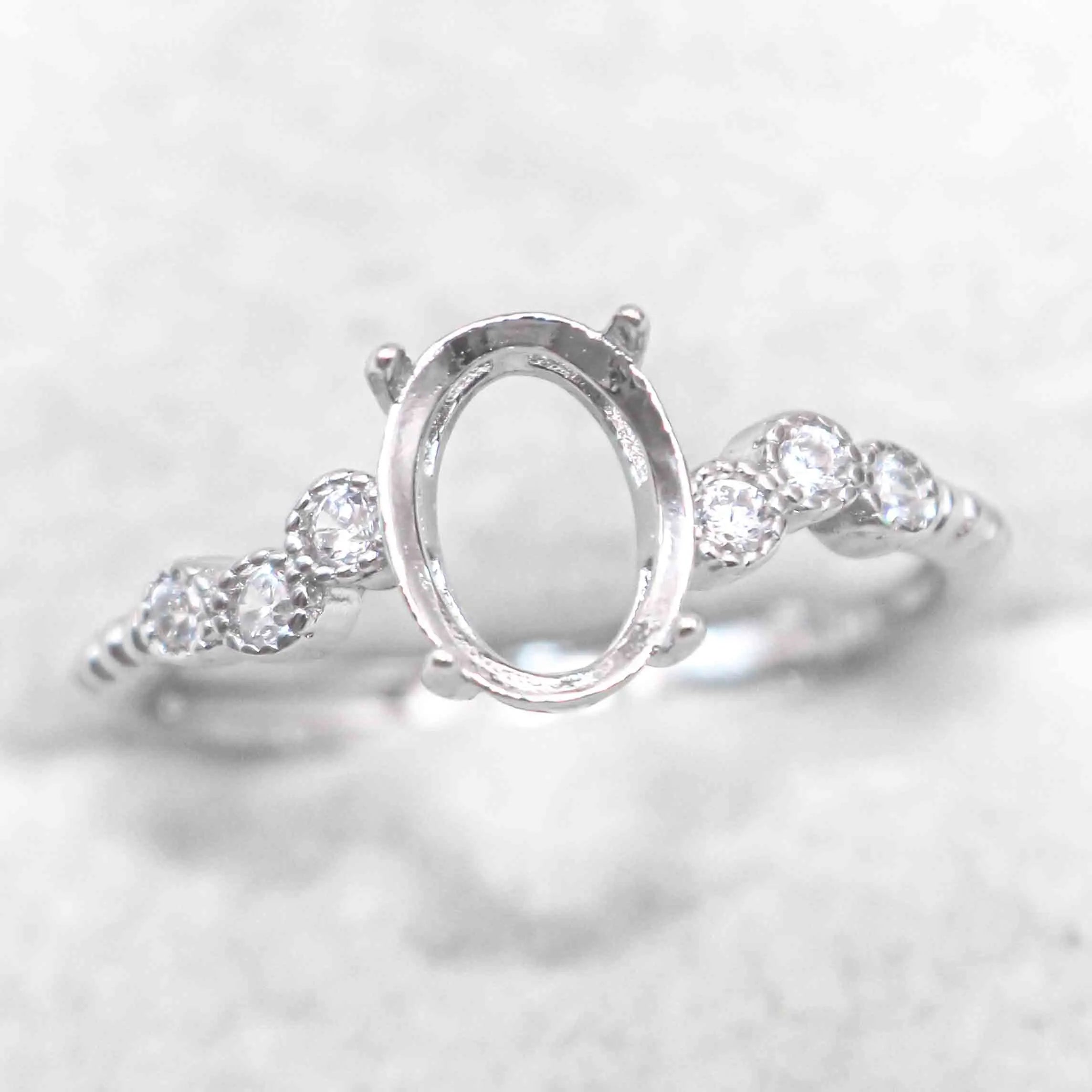 Sterling Silver 5*7/6*8/7*9/8*10/9*11/10*12mm Semi Mount Ring Empty Frame Blank S925 Setting Base Without Center Stone DIY Inlay