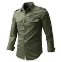 Wholesale Spring Autumn Multi-pocket Long Sleeve Shirt Mens Casual Work Oversize Cotton Cargo Shirt
