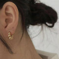 Geometric Dainty Stainless Steel Gold Plating Ball C Shape Round Hoop Earrings