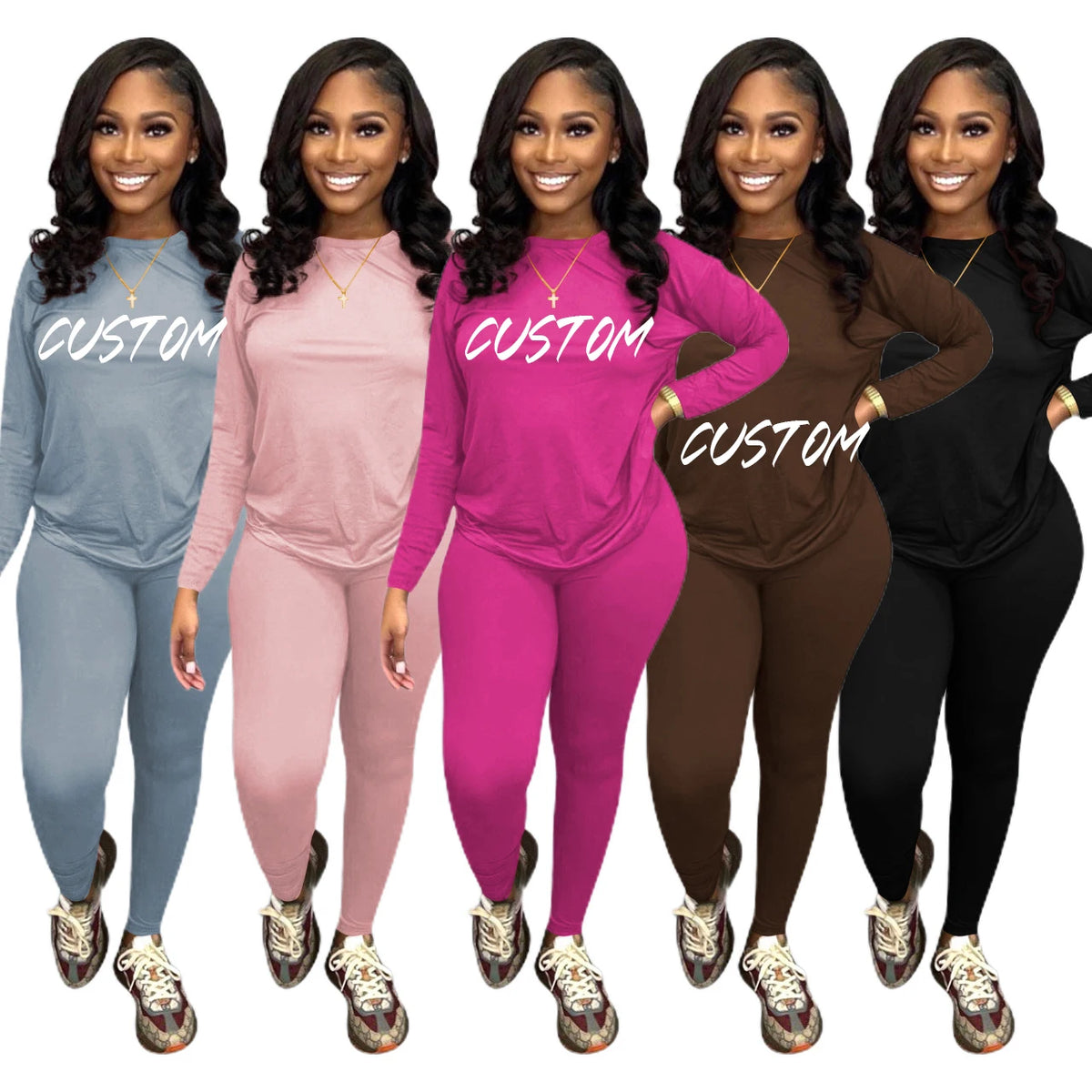 Fashion Milk Fiber Long Sleeve Loungewear Women Sets Custom Logo Elasticity 2 Piece Set Women Spandex Sports Women Clothing MegaBDM