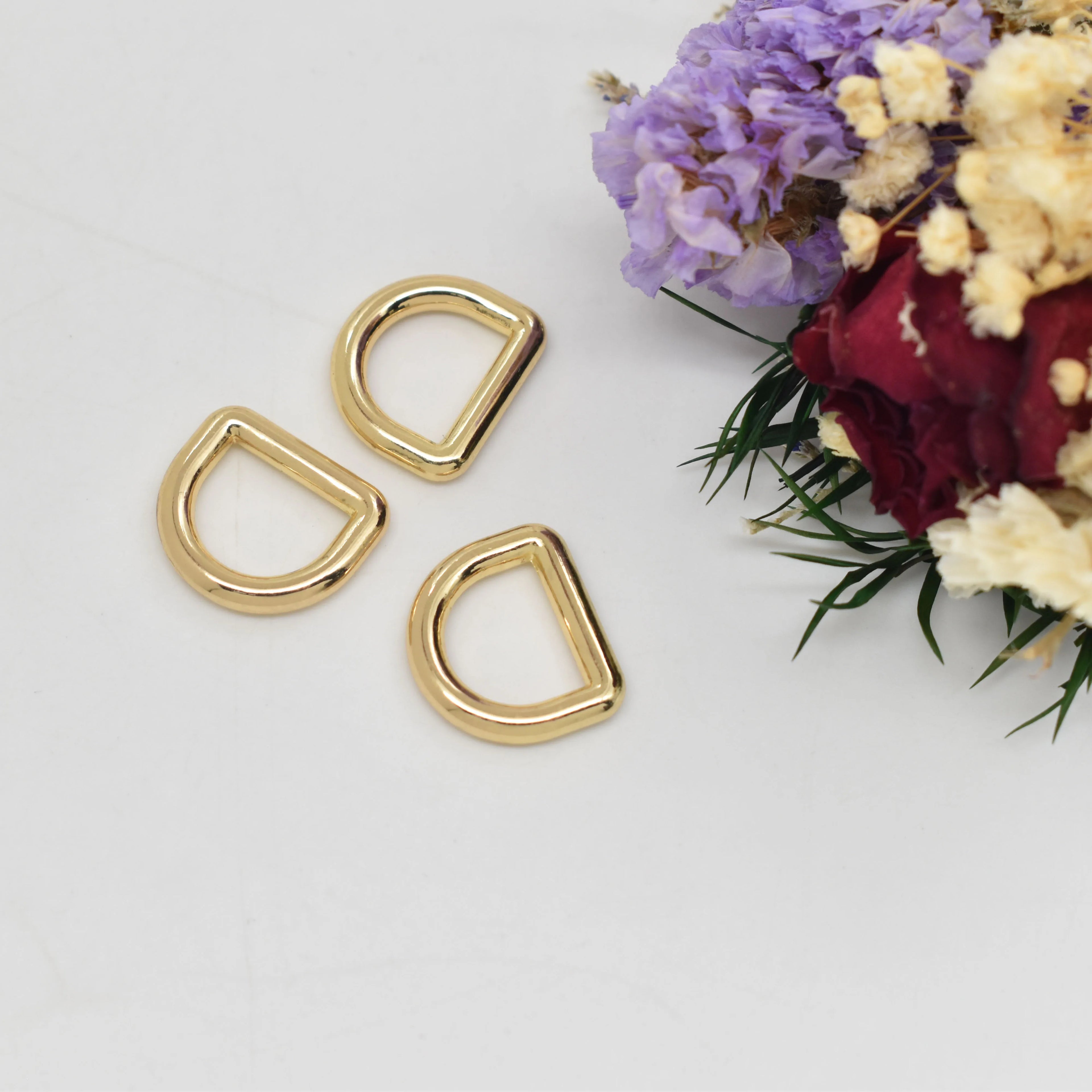 Custom Logo  Stainless Steel Metal D Hog Rings with Clips Buckle for Dog Collar Belt Handbags