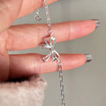 Bow Bracelet for Women Dainty Paperclip Link Chain 925 Sterling Silver Bracelet Gift for Her Delicate Adjustable Jewelry