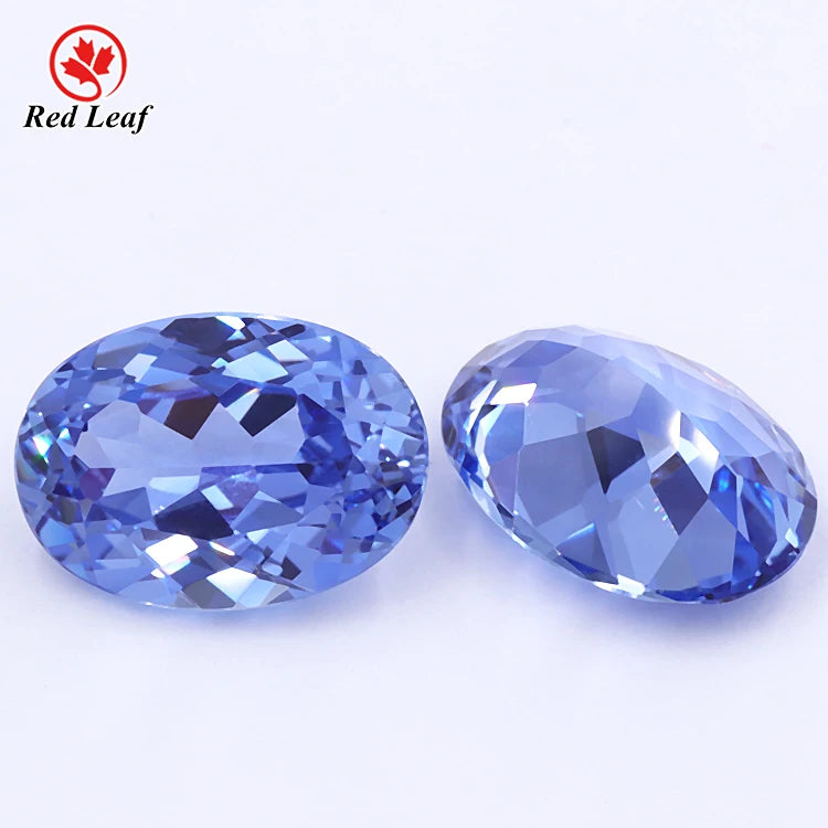 Redleaf Jewelry GRC Certified Blue Gemstones Oval Shape Synthetic Stone Price Per Carat Lab Grown Sapphire