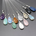 Hot Sales Natural Rose Quartz Water Drop Necklace Healing Stone Crystal Amethyst Pendant for DIY Gifts