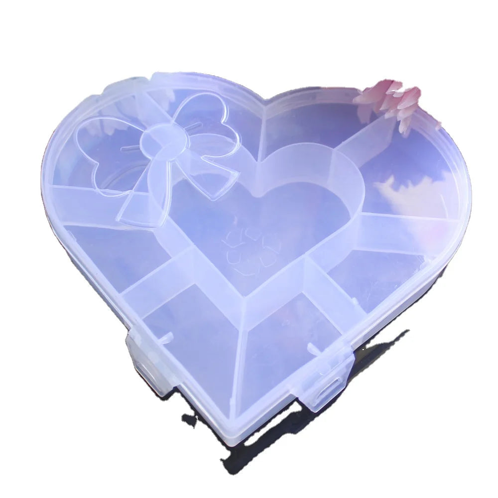 1pcs Plastic Storage Box Flower Heart Shaped Jewelry Storage Box Case Craft Organizer Beads Sundries Storage Container Wholesale